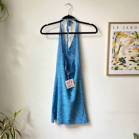 NWT Verge Girl Marbled Knit Blue Halter Mini Dress - Picture 3 of 6